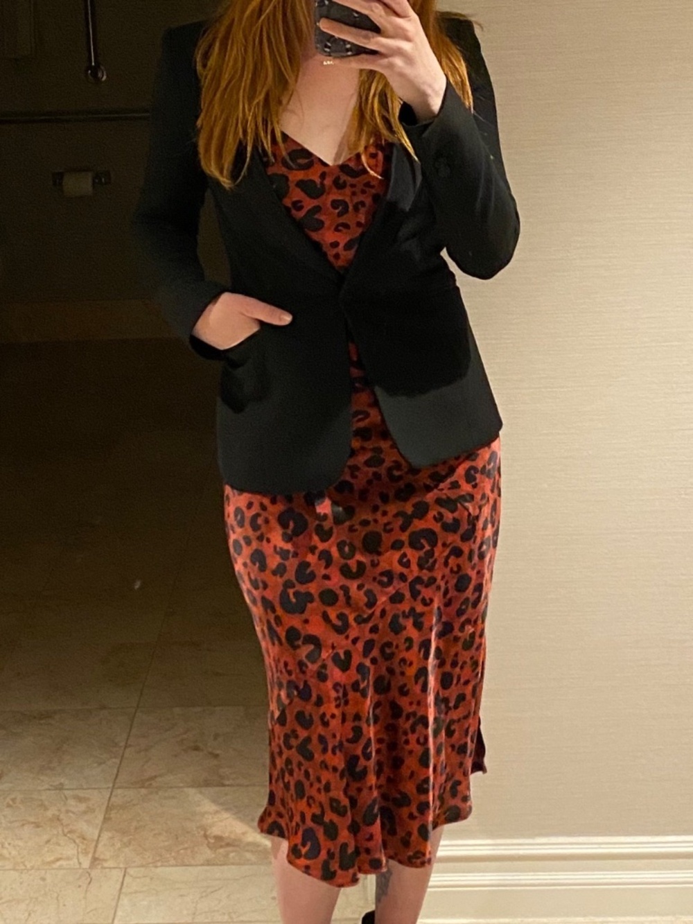 Serrano Red and Black Leopard Cami Dress